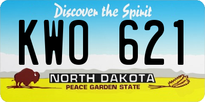 ND license plate KWO621