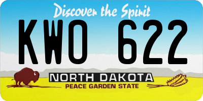 ND license plate KWO622