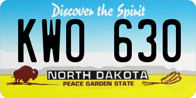 ND license plate KWO630