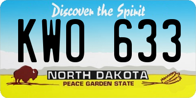 ND license plate KWO633