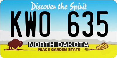 ND license plate KWO635