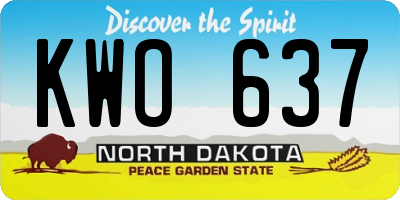 ND license plate KWO637