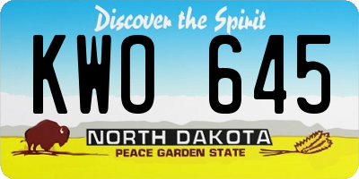 ND license plate KWO645