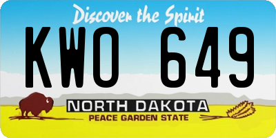 ND license plate KWO649
