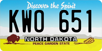 ND license plate KWO651