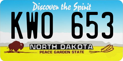 ND license plate KWO653