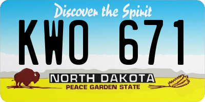 ND license plate KWO671