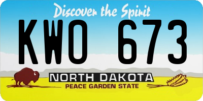 ND license plate KWO673