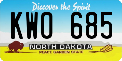 ND license plate KWO685