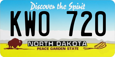 ND license plate KWO720