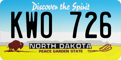ND license plate KWO726