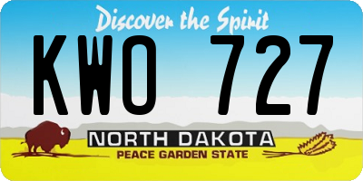 ND license plate KWO727