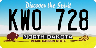 ND license plate KWO728