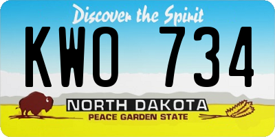 ND license plate KWO734