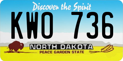 ND license plate KWO736