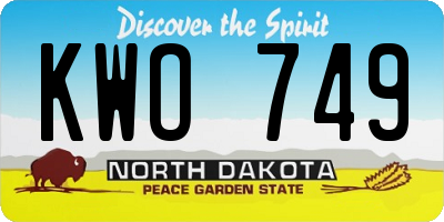ND license plate KWO749