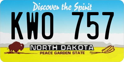 ND license plate KWO757