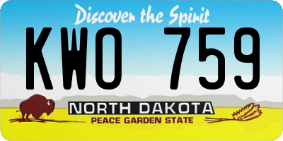ND license plate KWO759