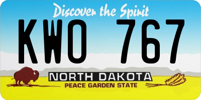 ND license plate KWO767