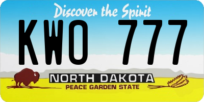 ND license plate KWO777