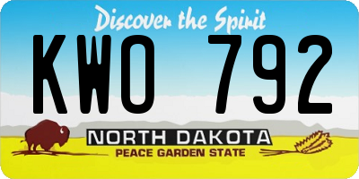 ND license plate KWO792