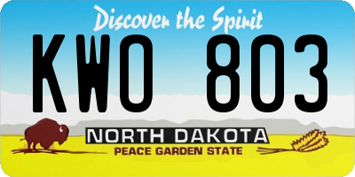 ND license plate KWO803