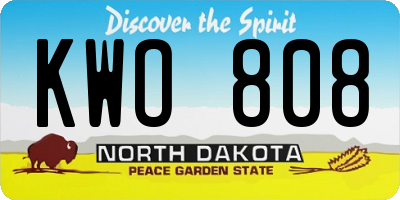ND license plate KWO808