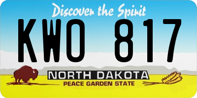 ND license plate KWO817