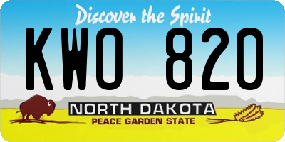 ND license plate KWO820