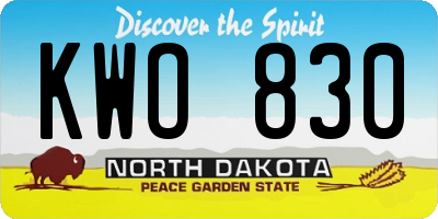 ND license plate KWO830