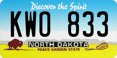 ND license plate KWO833