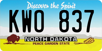 ND license plate KWO837