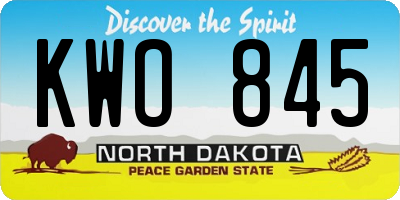 ND license plate KWO845