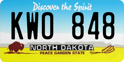 ND license plate KWO848