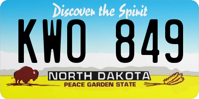 ND license plate KWO849