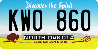 ND license plate KWO860