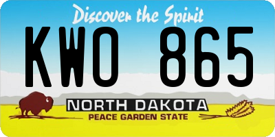 ND license plate KWO865