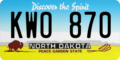 ND license plate KWO870