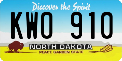 ND license plate KWO910