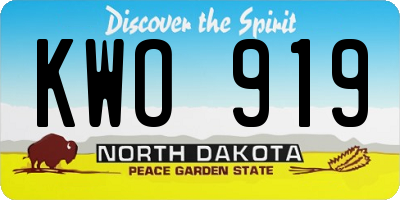 ND license plate KWO919