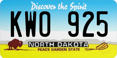 ND license plate KWO925