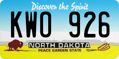 ND license plate KWO926
