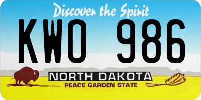 ND license plate KWO986