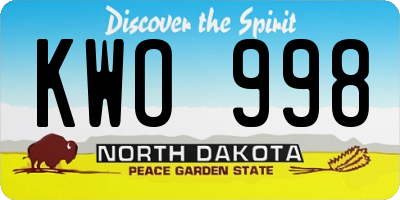 ND license plate KWO998