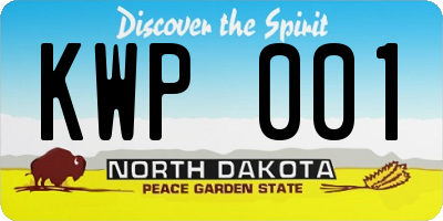 ND license plate KWP001