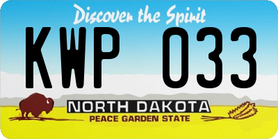 ND license plate KWP033
