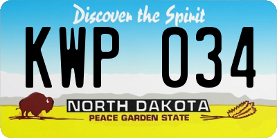 ND license plate KWP034