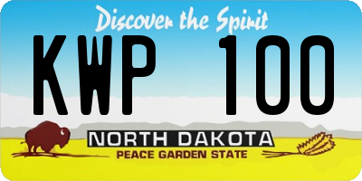 ND license plate KWP100