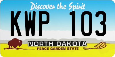 ND license plate KWP103