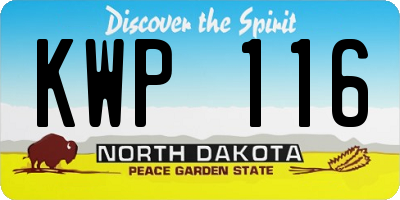 ND license plate KWP116